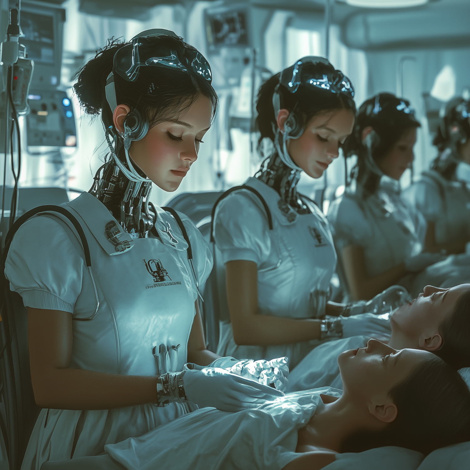 A group of robot nurses