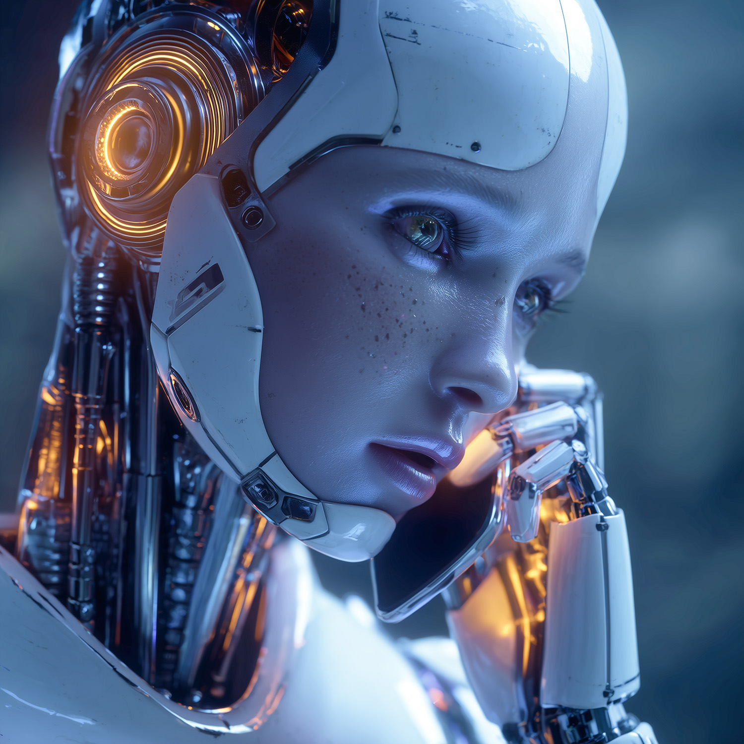 Two robots close to kissing